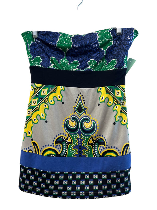 Bailey 44 Size S Blue & Multi Silk Strapless Paisley Print Elastic Top Top Blue & Multi / S