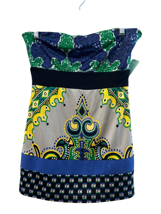 Bailey 44 Size S Blue & Multi Silk Strapless Paisley Print Elastic Top Top Blue & Multi / S