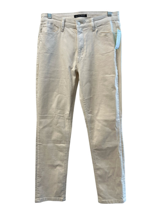 Boston Proper Size 8 Cream Cotton Mid Rise solid color Zip Fly Jeans Cream / 8