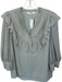 Crosby Size S Mint & Black Polyester Polka Dots Ruffle Long Sleeve Buttons Top Mint & Black / S