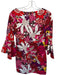 Trina Turk Size 4 Pink & Purple floral Half Sleeve Ruffle V Neck Mini Dress Pink & Purple / 4