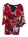 Trina Turk Size 4 Pink & Purple floral Half Sleeve Ruffle V Neck Mini Dress Pink & Purple / 4