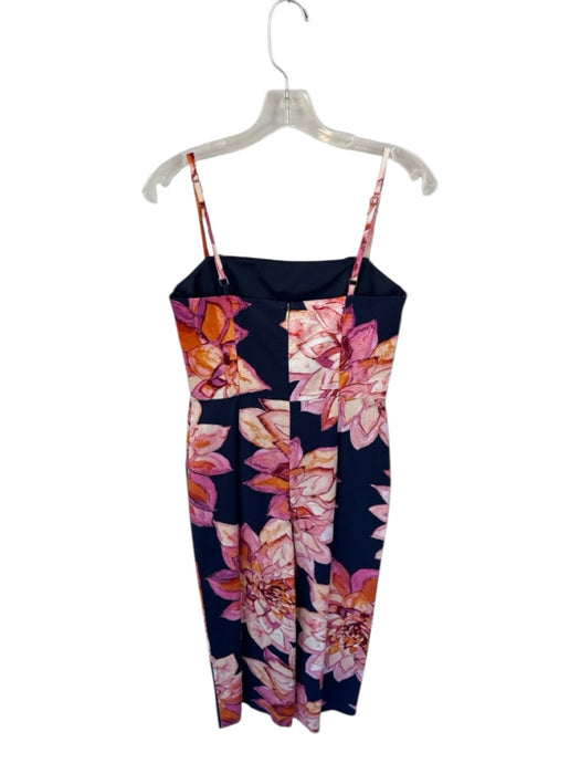 Trina Turk Size 4 Navy & Orange Rayon Blend Spaghetti Strap Floral Jumper Navy & Orange / 4
