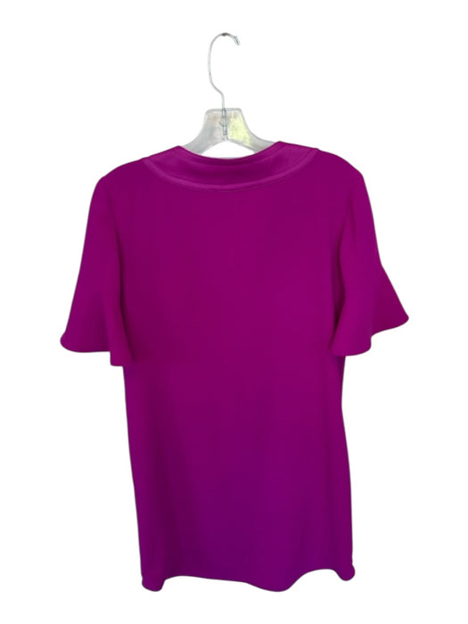 Trina Turk Size 2 Magenta Polyester Short Sleeve Ruffle V Neck Tie Dress Magenta / 2