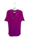 Trina Turk Size 2 Magenta Polyester Short Sleeve Ruffle V Neck Tie Dress Magenta / 2