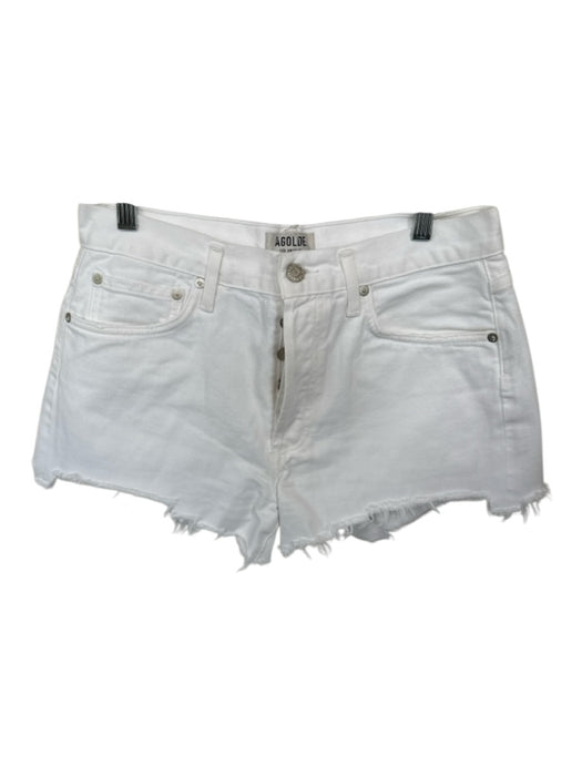Agolde Size 29 White Cotton Button Fly Raw Hem Shorts White / 29
