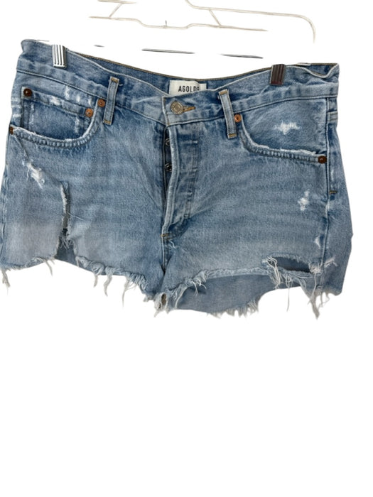 Agolde Size 29 Light Wash Cotton Button Fly Distressed Shorts Light Wash / 29