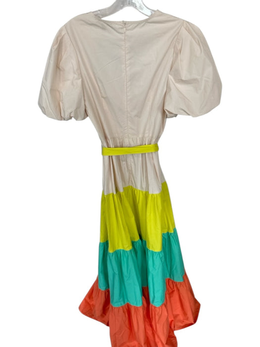 Flying Tomato Size S Multi Cotton & Polyester Puff Sleeves Tiered Maxi Dress Multi / S