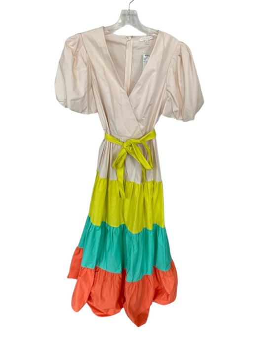 Flying Tomato Size S Multi Cotton & Polyester Puff Sleeves Tiered Maxi Dress Multi / S