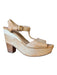 Nicole Shoe Size 8 Camel Leather Wood Block Heel Shimmer Open Toe Heels Camel / 8