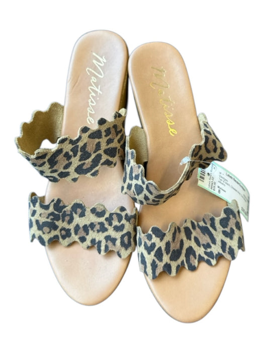 Matisse Shoe Size 8 Tan & black Cheetah Print Two Straps Wedges Tan & black / 8