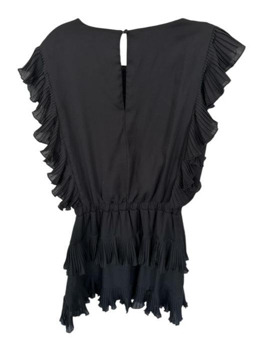 TCEC Size M Black Polyester Tiered Pleats Ruffles Mini Dress Black / M