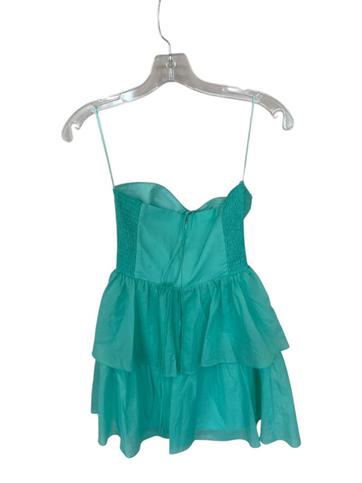 Amanda Uprichard Size XS Aqua Nylon Halter Neck Smocked Back keyhole front Dress Aqua / XS