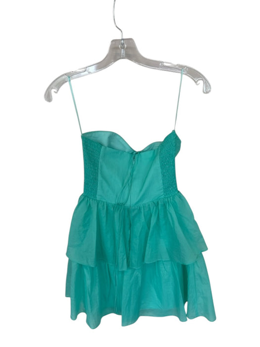 Amanda Uprichard Size XS Aqua Nylon Halter Neck Smocked Back keyhole front Dress Aqua / XS