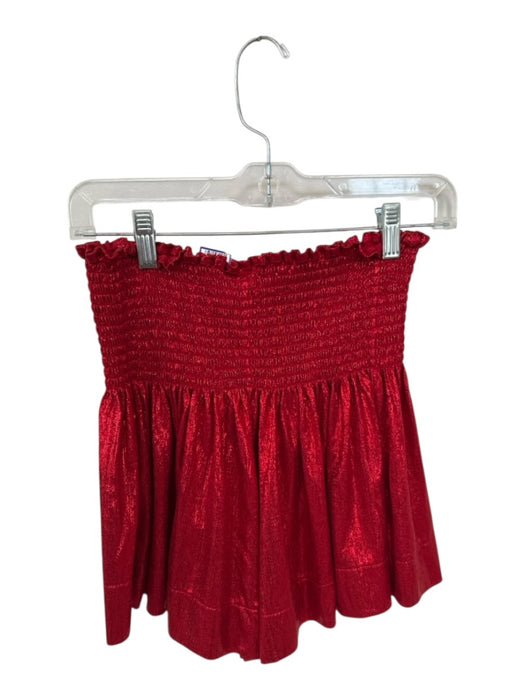 Queen of Sparkles Size S Red Polyester Smocked Metallic Shorts Red / S