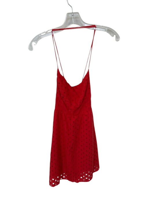 Show Me Your Mumu Size M Red Cotton Spaghetti Strap Lace Up Back eyelet Dress Red / M