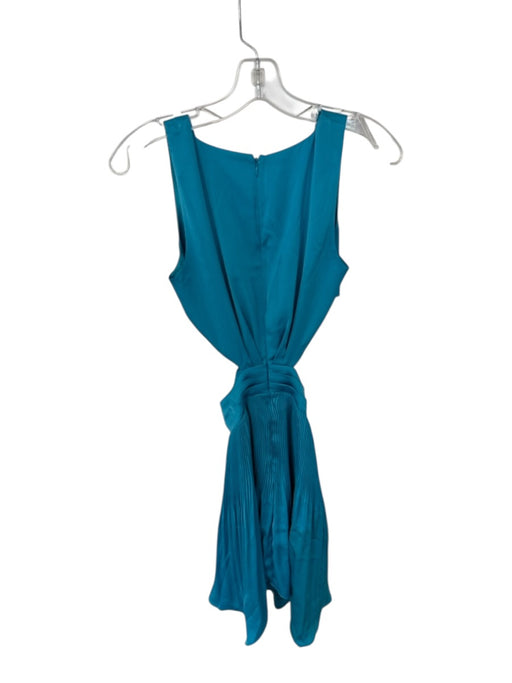 Ramy Brook Size 0 Teal Polyester Sleeveless Cut Out Sides Pleated Dress Teal / 0