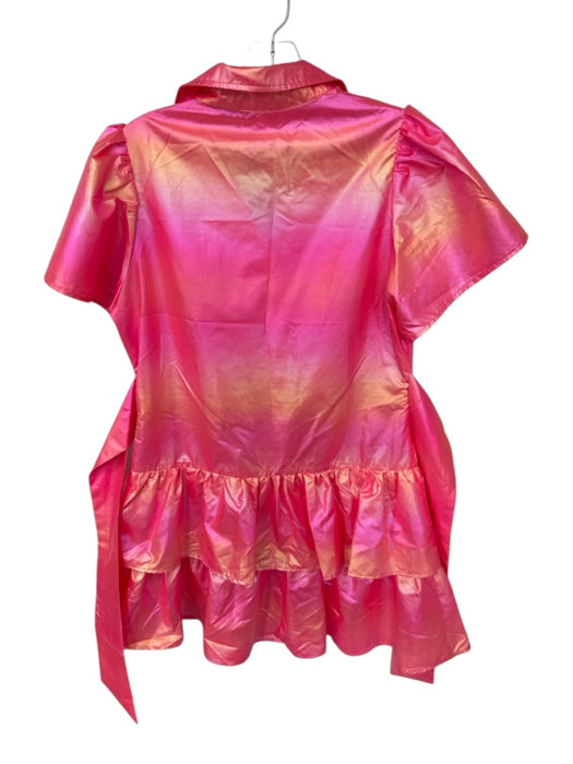 Queen of Sparkles Size S Hot pink Polyester Blend Short Sleeve Iridescent Dress Hot pink / S