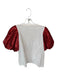 Queen of Sparkles Size XS White & Red Cotton Blend Short Balloon Sleeve Top White & Red / XS