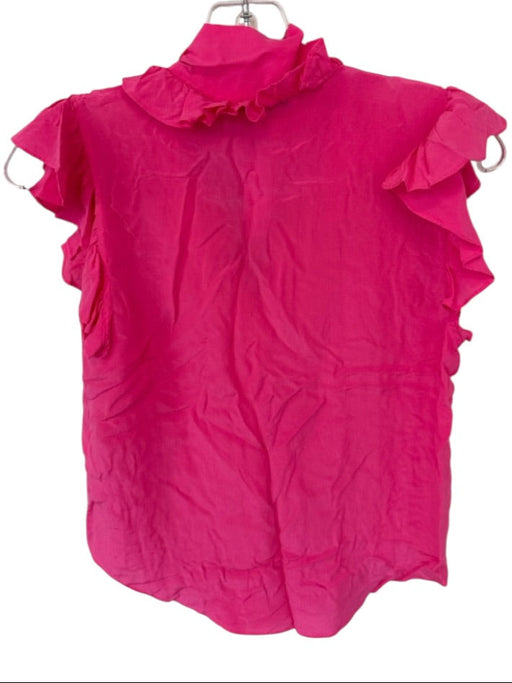 Alice & Olivia Size XS Pink Silk Flutter Sleeves neck tie Button Down Top Pink / XS