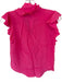 Alice & Olivia Size XS Pink Silk Flutter Sleeves neck tie Button Down Top Pink / XS