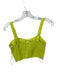 A Loves A Size XS Lime Green & White Linen Sleeveless Embroidered Cropped Top Lime Green & White / XS