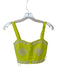 A Loves A Size XS Lime Green & White Linen Sleeveless Embroidered Cropped Top Lime Green & White / XS