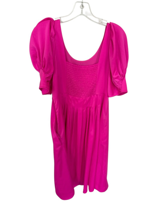 Crosby Size S Hot pink Polyester Blend Puff Sleeves Scoop Neck Midi Dress Hot pink / S