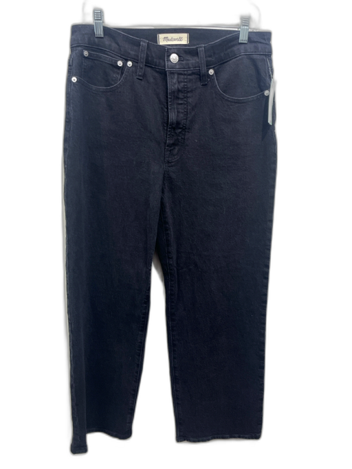 Madewell Size 30P Black Cotton High Rise Wide Leg Jeans Black / 30P