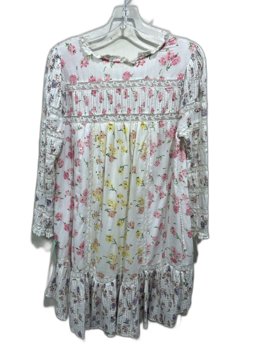 Loveshackfancy Size M White & Pastel Multi Cotton Pintuck Floral Lace Trim Dress White & Pastel Multi / M