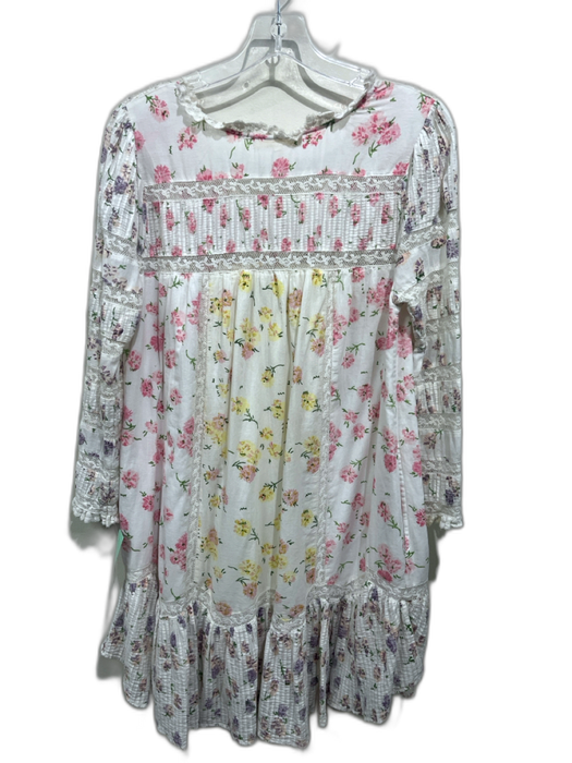 Loveshackfancy Size M White & Pastel Multi Cotton Pintuck Floral Lace Trim Dress White & Pastel Multi / M