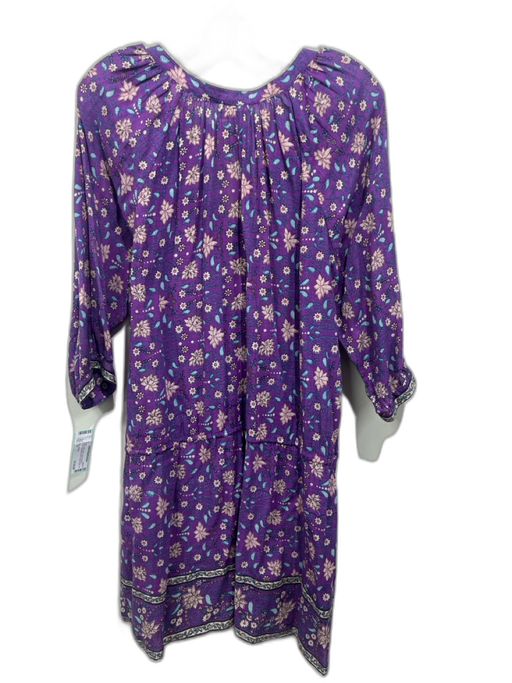 Ulla Johnson Size 10 purple, blue, beige Cotton Dotted & Floral Above Knee Dress purple, blue, beige / 10