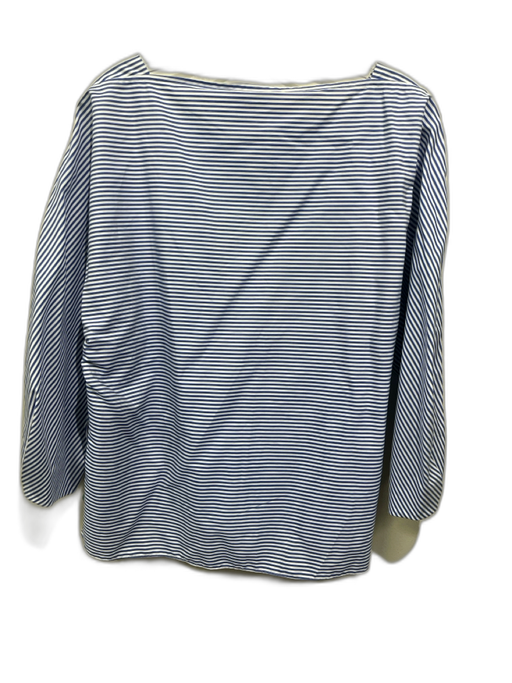Tibi Size M Blue & White Cotton Stripe Square Neck Long Sleeve Top Blue & White / M