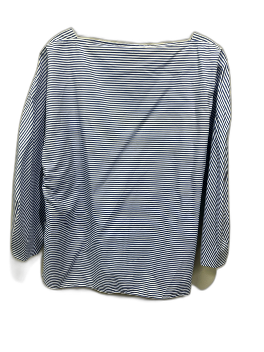 Tibi Size M Blue & White Cotton Stripe Square Neck Long Sleeve Top Blue & White / M