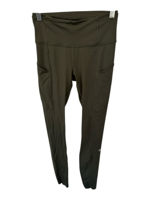 Lululemon Size 4 Olive Green Nylon & Elastane Side Pockets Athletic Leggings Olive Green / 4