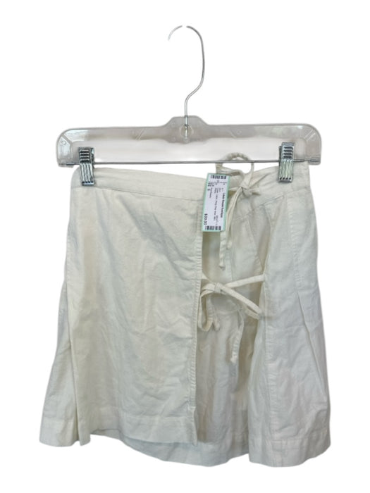 Free People Size S Cream Cotton Wrap Raw Hem Mini Skirt Cream / S