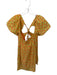 Free People Size M Orange & Green Cotton Mini Puff Sleeve Back Tie Dress Orange & Green / M