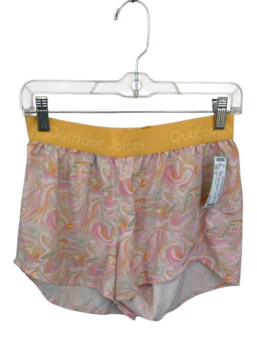 Outdoor Voices Size S Pink & Yellow Polyester & Spandex Swirls Athletic Shorts Pink & Yellow / S
