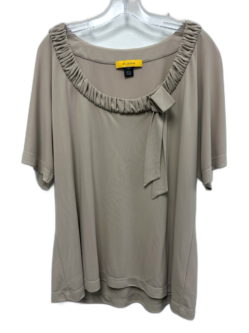 St John Size L Beige Rayon Blend Elastic Neck Knot Detail Top Beige / L
