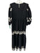 Caroline Constas Size 4 Black & Cream Linen Blend Embroidered Flowers Maxi Dress Black & Cream / 4