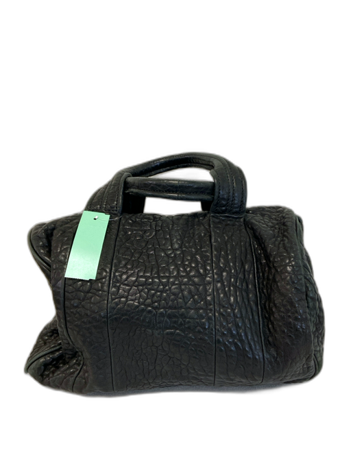 Alexander Wang Black Lambskin Croc Embossed Top Handles Studded Detail Bag Black / M