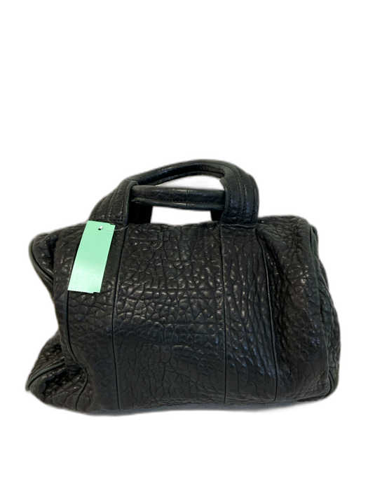 Alexander Wang Black Lambskin Croc Embossed Top Handles Studded Detail Bag Black / M