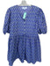Livro Size L Purple & Green Cotton Puff Sleeves Buttons belt tie Dress Purple & Green / L