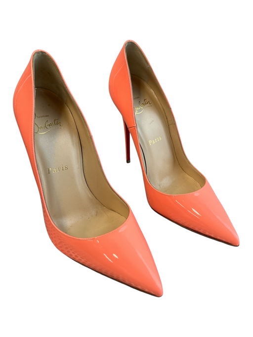 Christian Louboutin Shoe Size 37 Orange Leather Pointed Toe Red Bottom Shoes Orange / 37