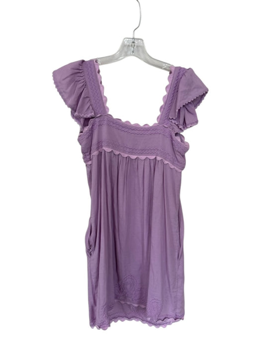 J.Marie Size XS Lavender Tencel Blend Scallop Detail Flutter Cap Sleeve Dress Lavender / XS
