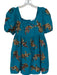 Queen of Sparkles Size XS Teal Cotton Babydoll Sequin Leopard Mini Dress Teal / XS