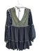 Free People Size S gray & green Cotton Long Sleeve Embroidered Detail V Neck Top gray & green / S