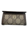 Gucci Beige & Brown Monogram Canvas Button Close Gold Hardware Keyholder Wallets Beige & Brown