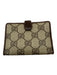 Gucci Brown Print Canvas Button Close Monogram Bi-Fold Wallets Brown Print