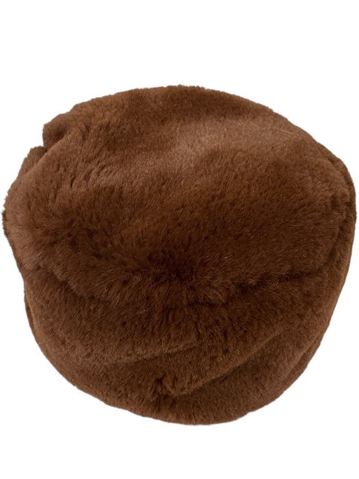 Amato NYC Brown Wool & Cashmere Faux Fur Round Hat Brown / One Size